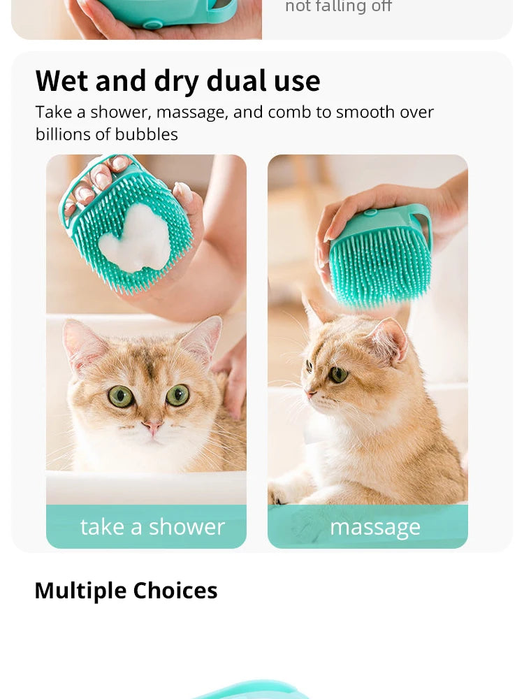 Brosse de bain en silicone souple pour animaux de compagnie