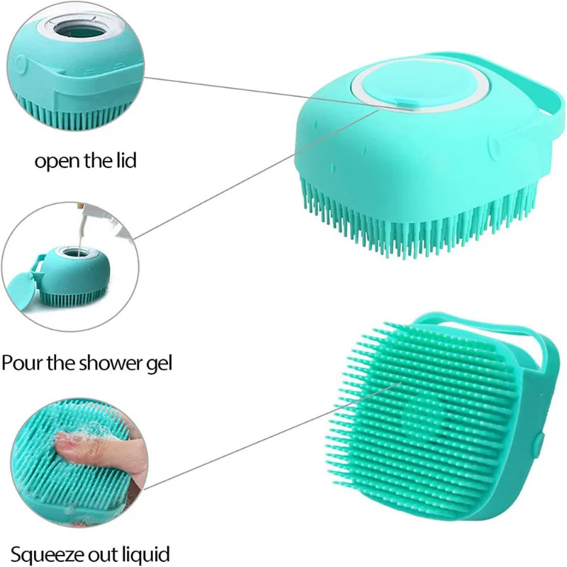 Brosse de bain en silicone souple pour animaux de compagnie