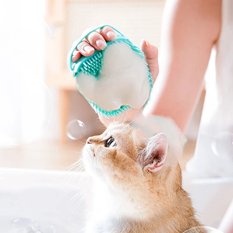 Brosse de bain en silicone souple pour animaux de compagnie